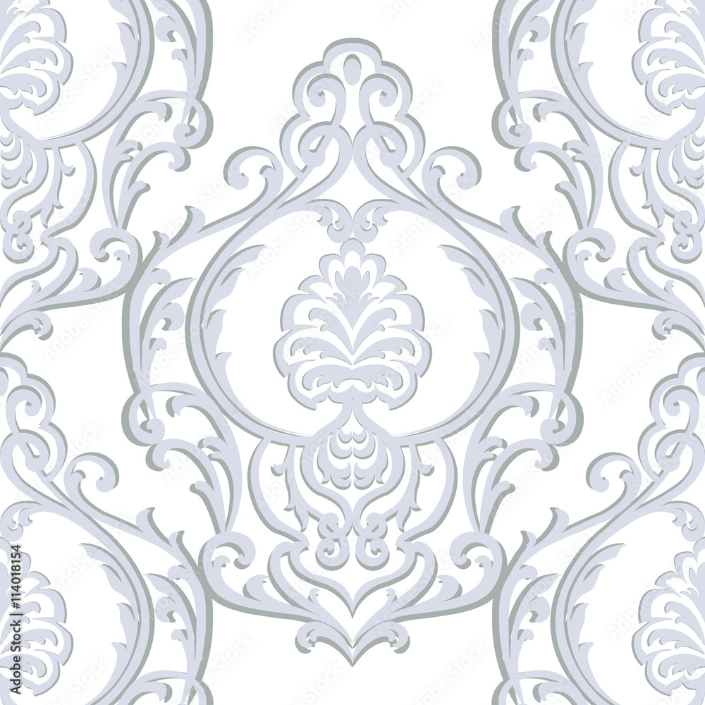 Vector Vintage Baroque Damask Pattern element Imperial style. Ornate floral ornament for fabric, textile, design, wedding invitations, greeting cards, wallpaper. Serenity blue color