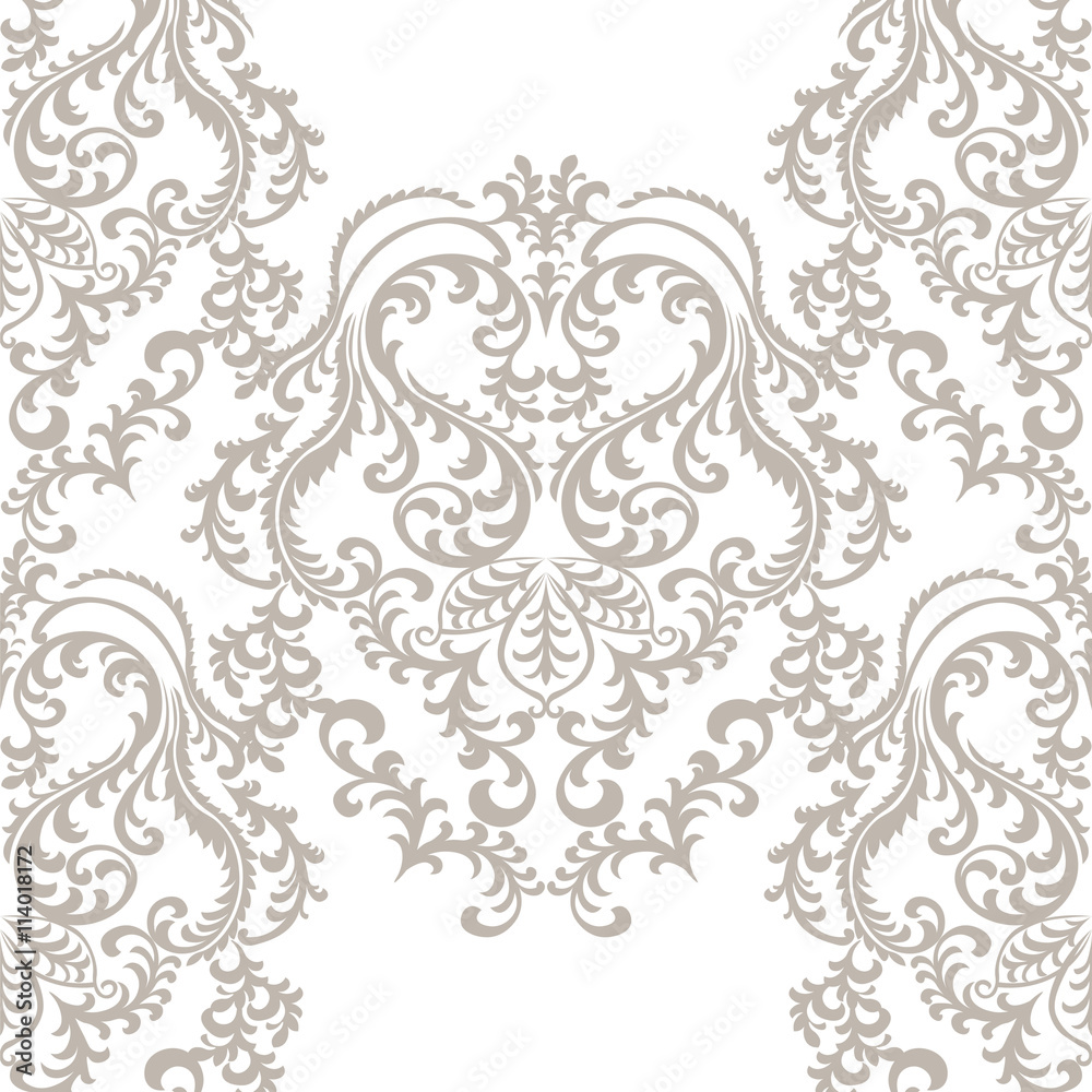 Vector Baroque floral damask ornament pattern. Elegant luxury texture for textile, fabrics or wallpapers backgrounds. taupe color