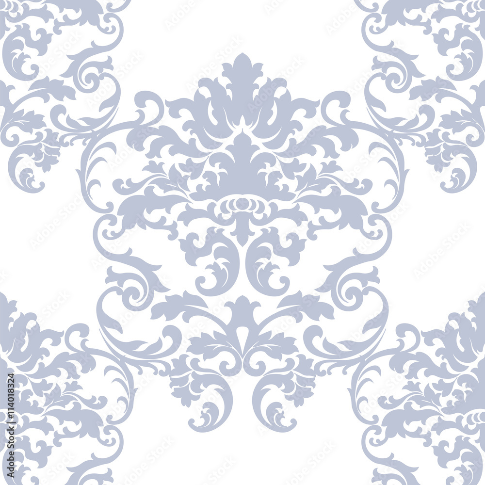 Vector floral damask baroque ornament pattern element. Elegant luxury texture for textile, fabrics or wallpapers backgrounds. Serenity color