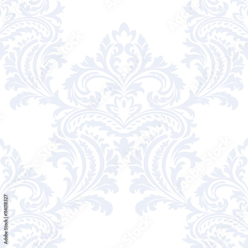 Vector damask pattern ornament. Elegant luxury texture for wallpapers, fabrics or texture backgrounds. Exquisite floral baroque element. Serenity blue color