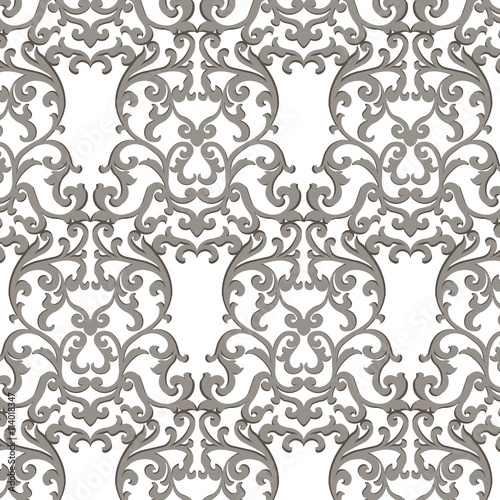 Vector Vintage Classic Damask Pattern element Imperial style. Ornate floral ornament for fabric, textile, design, wedding invitations, greeting cards, wallpaper. Gray color