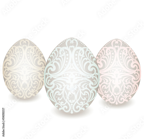 Happy Easter ornamented classic Easter eggs. Vector