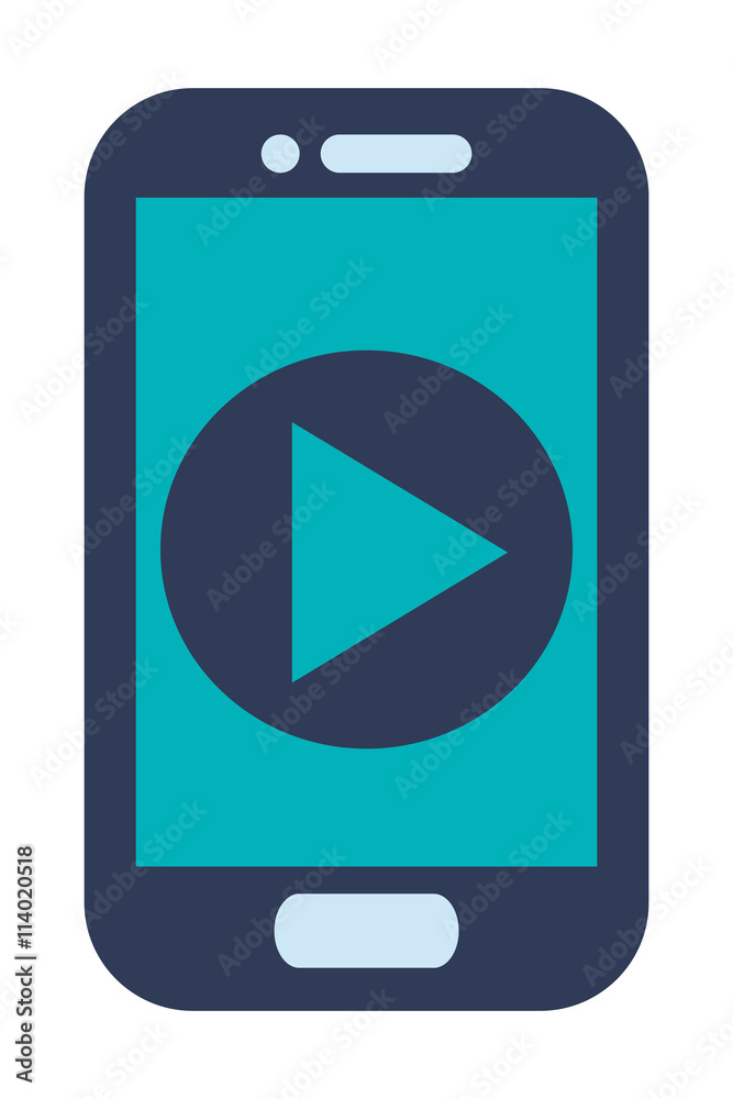 blue cellphone play icon blue cellphone play icon