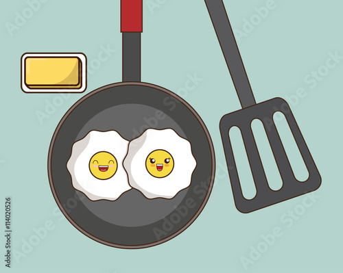 Breakfast design. Kawaii egg icon. Vector graphic