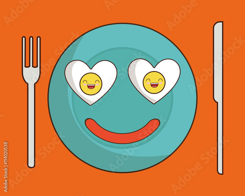 Breakfast design. Kawaii egg icon. Vector graphic