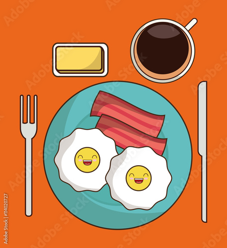 Breakfast design. Kawaii egg icon. Vector graphic