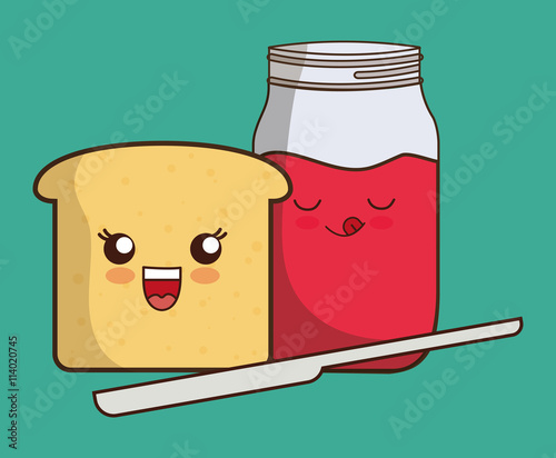 Breakfast design. Kawaii bread  icon. Vector graphic