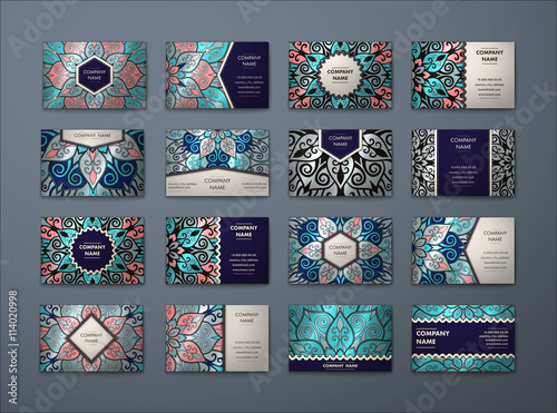 Vector vintage business cards big set..