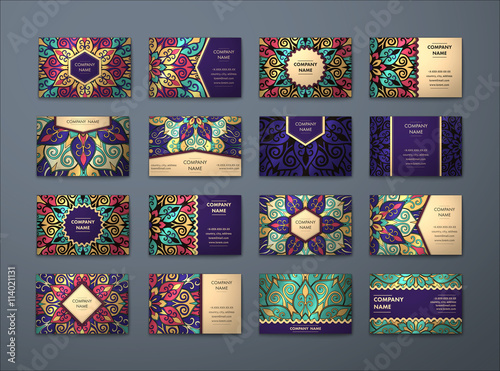Vector vintage business cards big set..