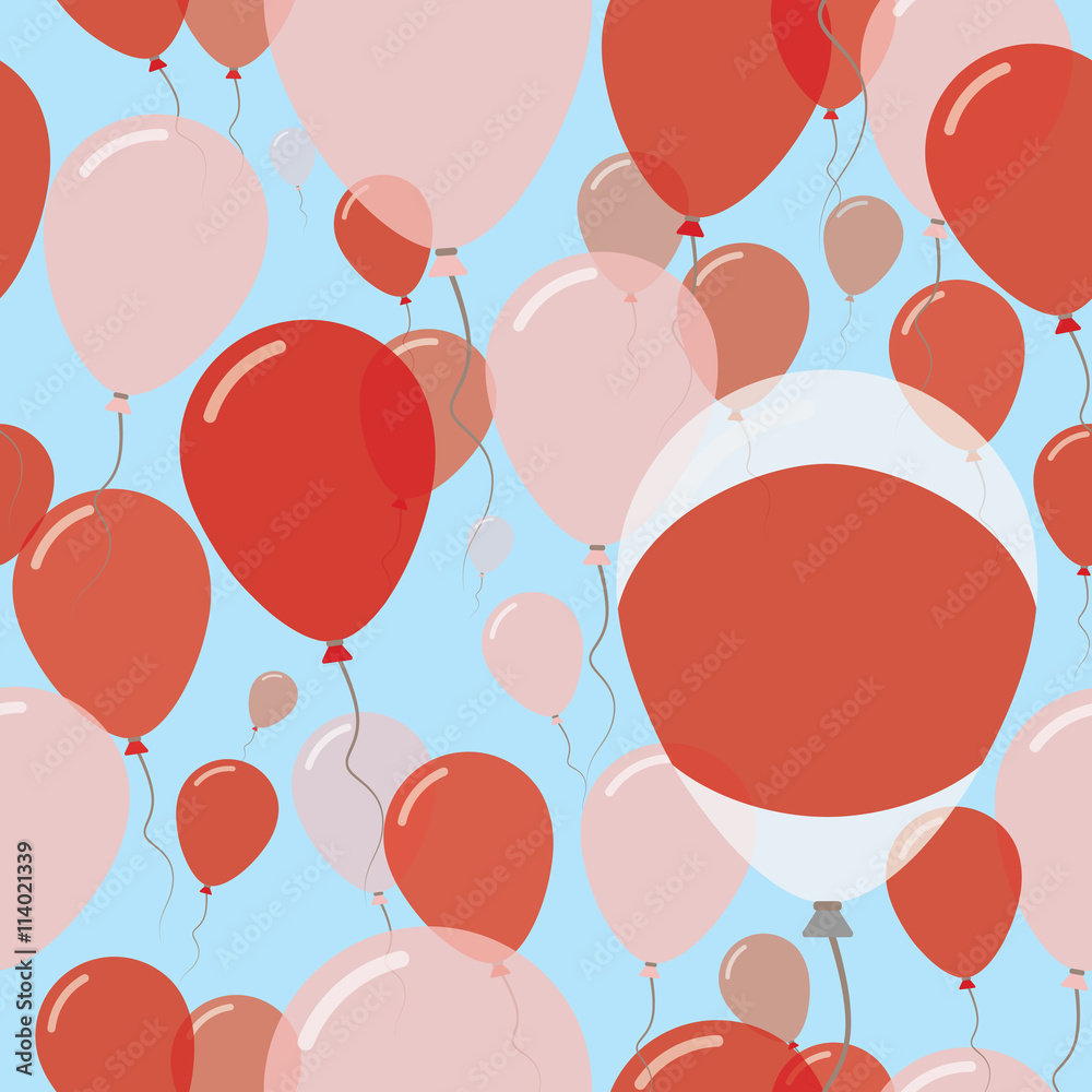 Japan National Day Flat Seamless Pattern. Flying Celebration Balloons
