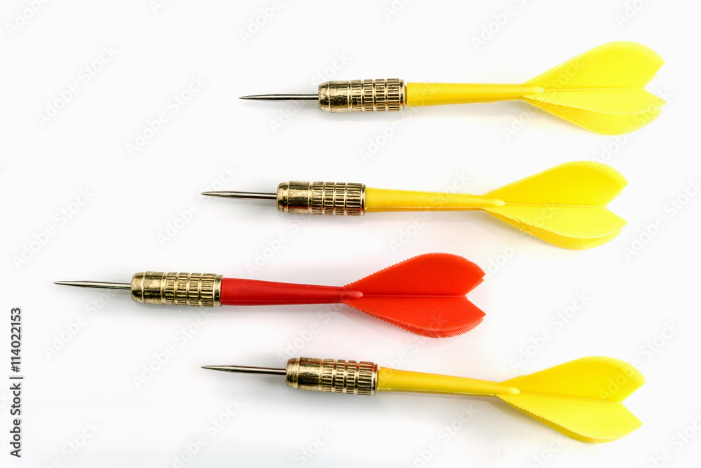 Red dart target leadership of three yellow dart target Red dart target leadership of three yellow dart target