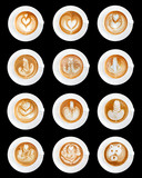  Latte art coffee on brown background