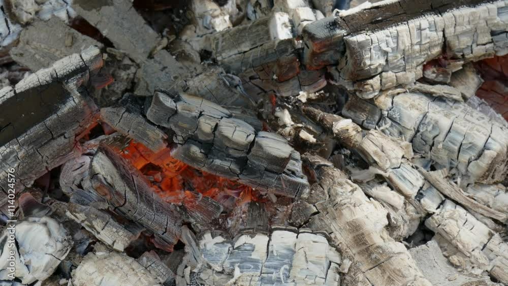 Glowing charcoal, ash. Streams of warm air Glowing charcoal, ash. Streams of warm air