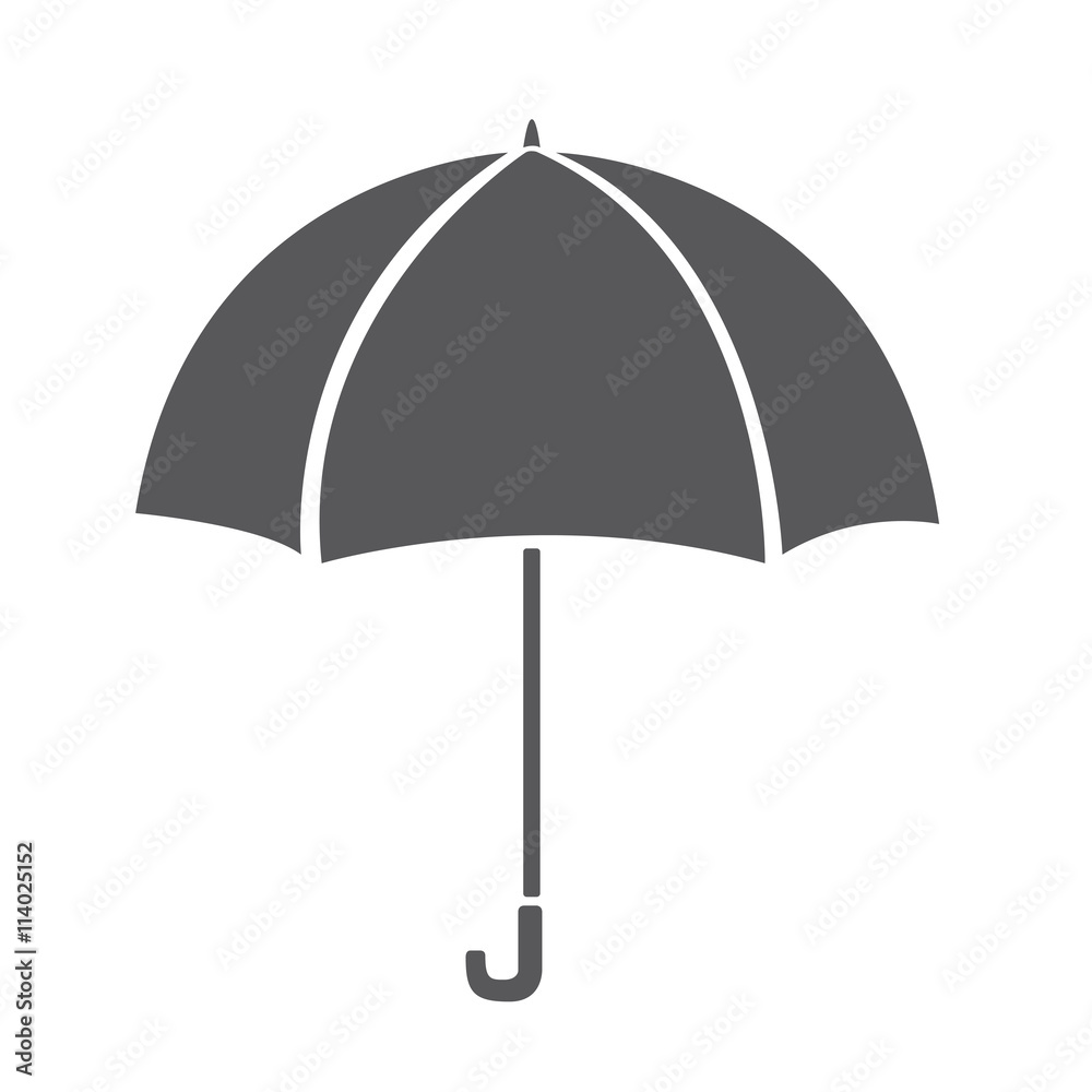 Umbrella icon isolated on white background. Grey Umbrella icon.