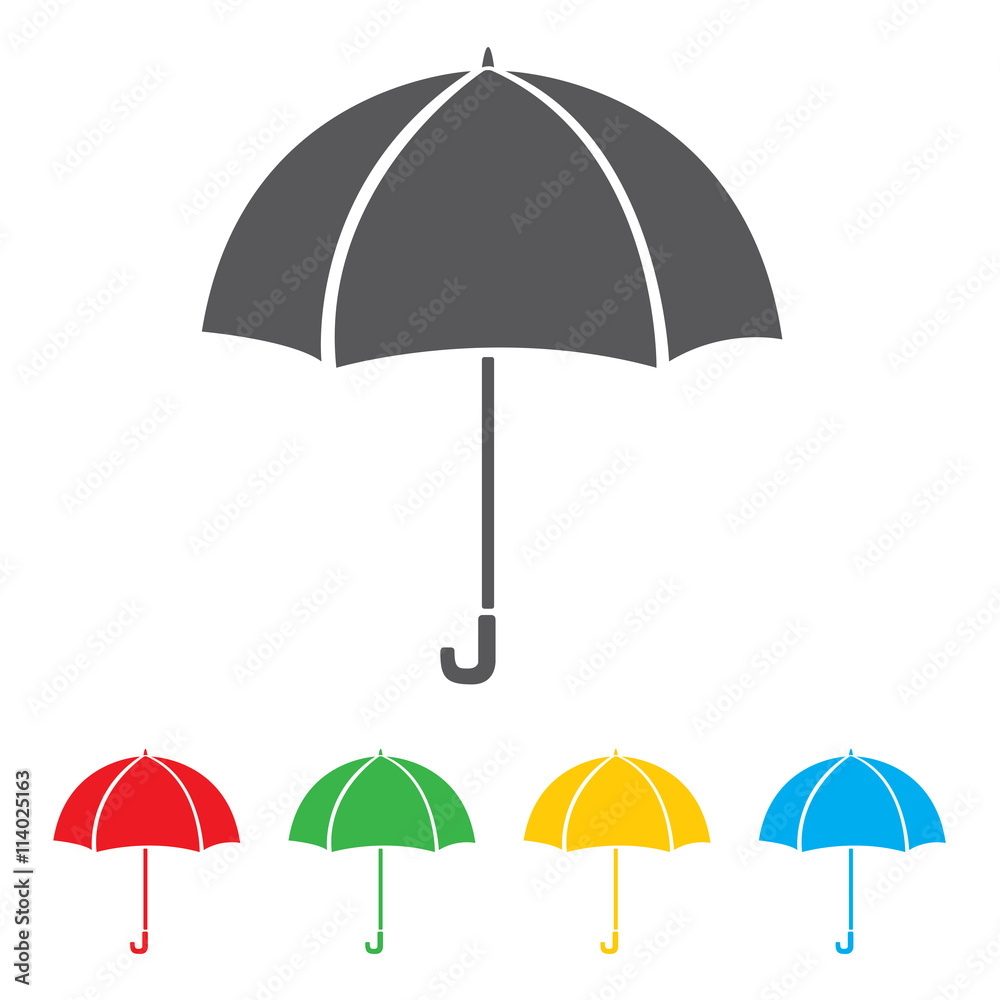 Umbrella icon isolated on white background. Multicolored Umbrella.