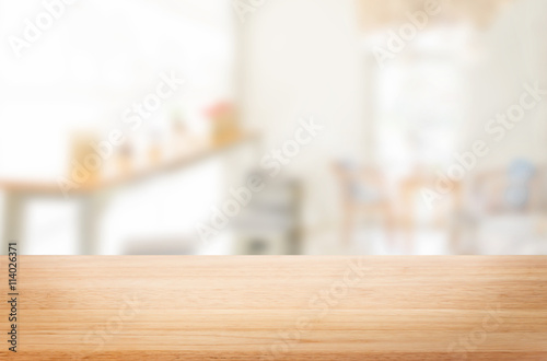 Selected focus empty brown wooden table and space of Coffee shop © snowing12