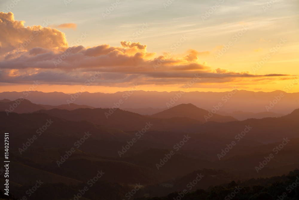 Landscape. mountain during sunset in Mae Hong Son,Thailand