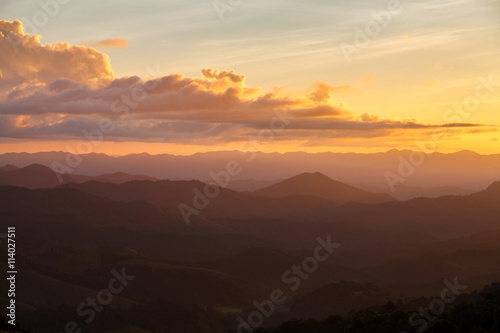 Landscape. mountain during sunset in Mae Hong Son Thailand