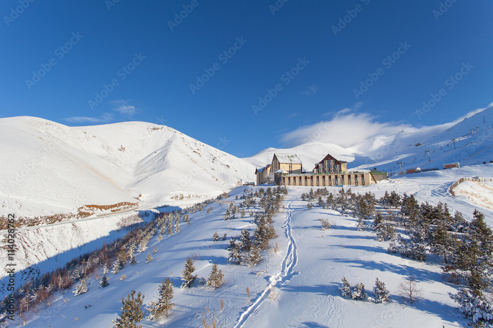 Palandoken Mountain ski Resort nearby Erzurum, Turkey