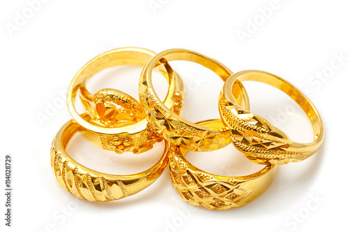 Golden rings isolate on white  background