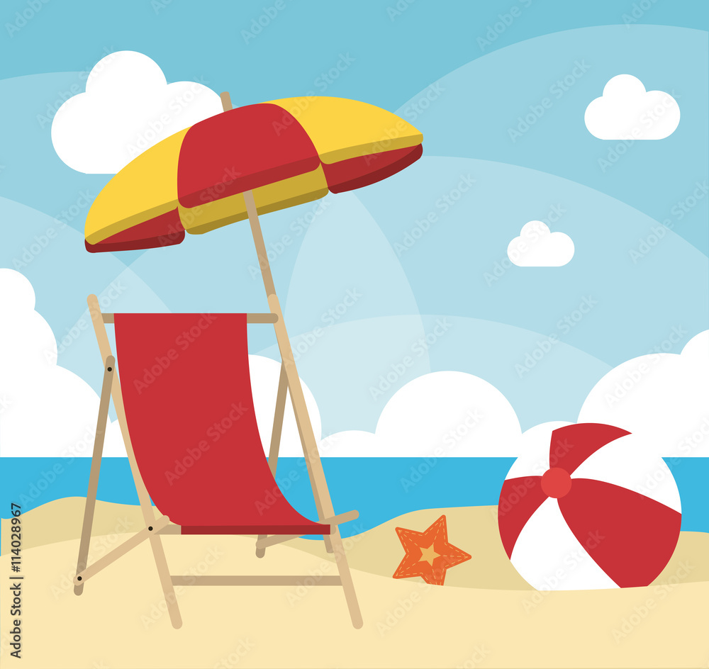 Fototapeta Summer design. chair and umbrella icon. vector graphic