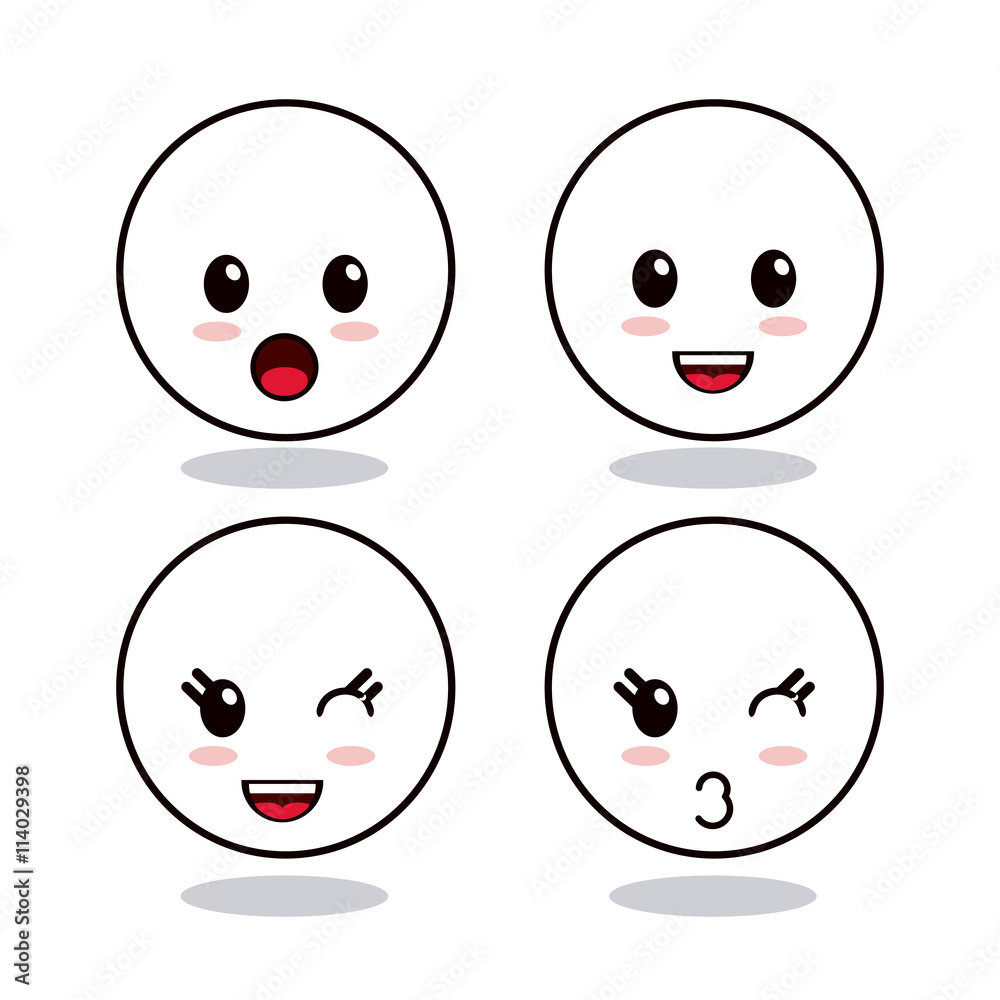 Kawaii icon. Circle Cartoon design. Vector graphic