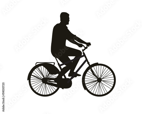 A man rides a bicycle