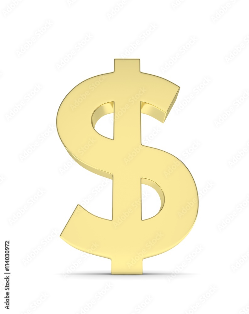 Isolated golden dollar sign on white background. American currency. Luxury golden economy symbol. 3D rendering. Isolated golden dollar sign on white background. American currency. Luxury golden economy symbol. 3D rendering.