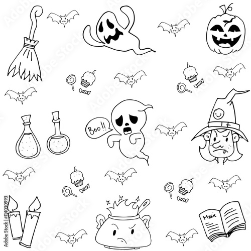 Element halloween ghost in doodle vector