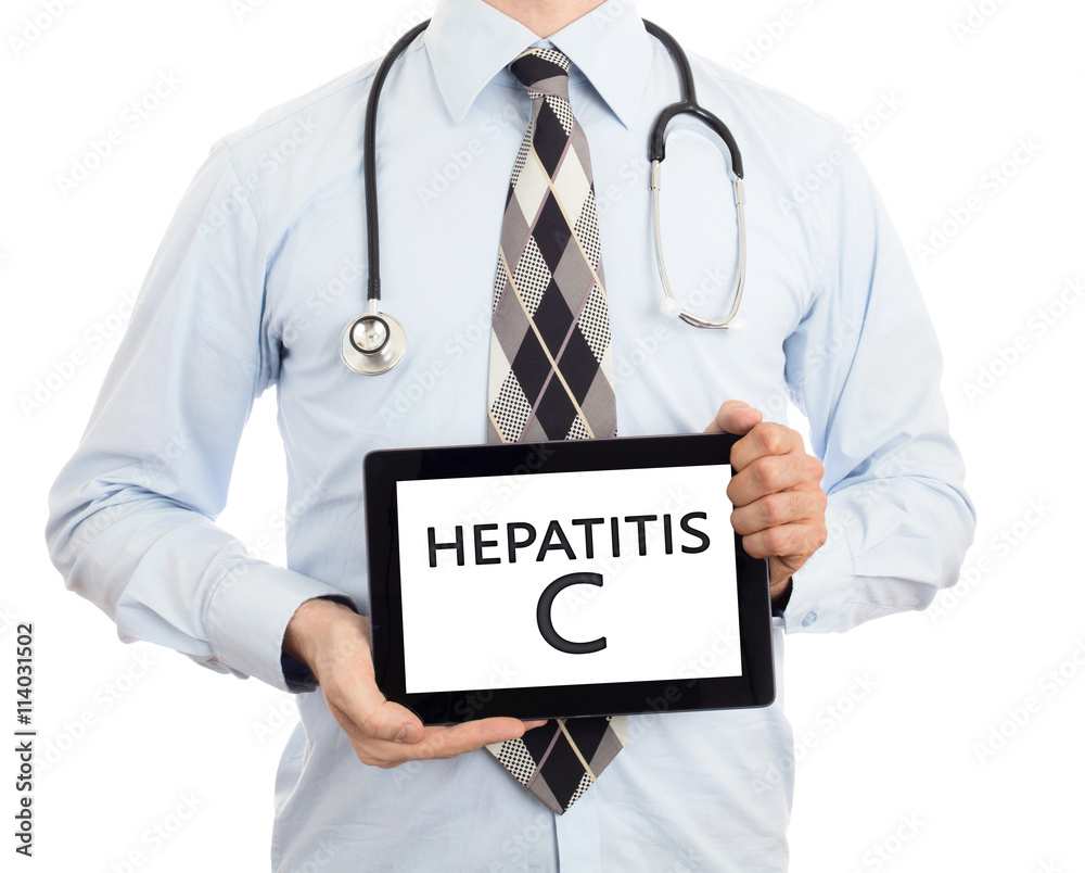 Doctor holding tablet - Hepatitis C Doctor holding tablet - Hepatitis C