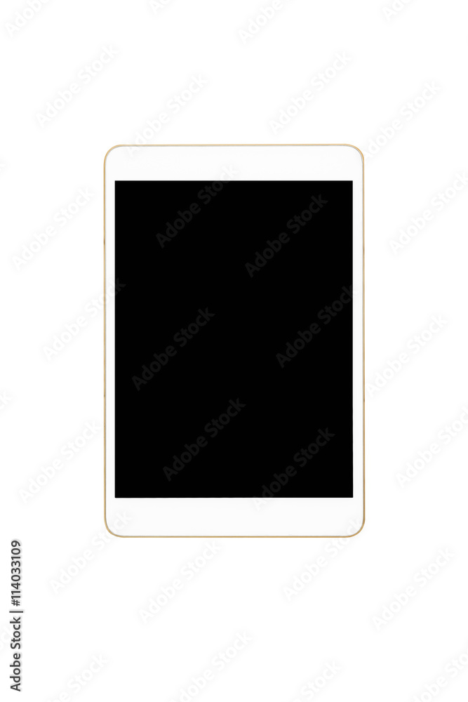 Close up of white Tablet Computer isolated on white background 