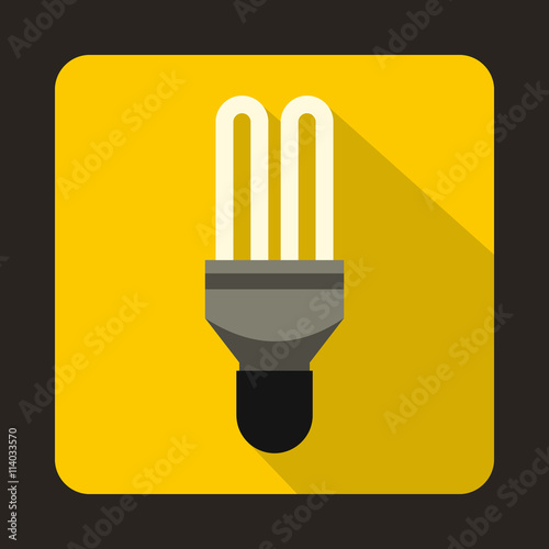 Fluorescence lamp icon in flat style