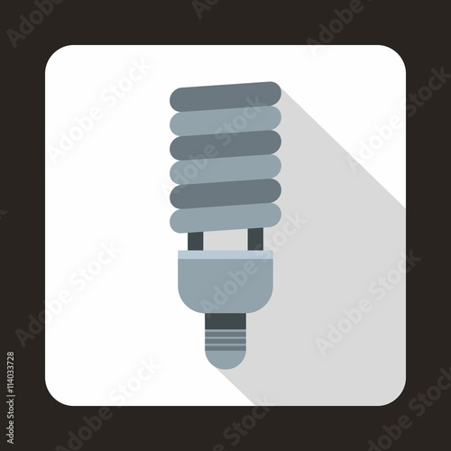 Fluorescent bulb icon, flat style