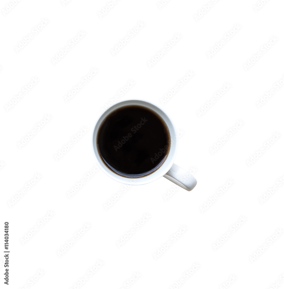 Top view of a cup of coffee isolated on white background Top view of a cup of coffee isolated on white background