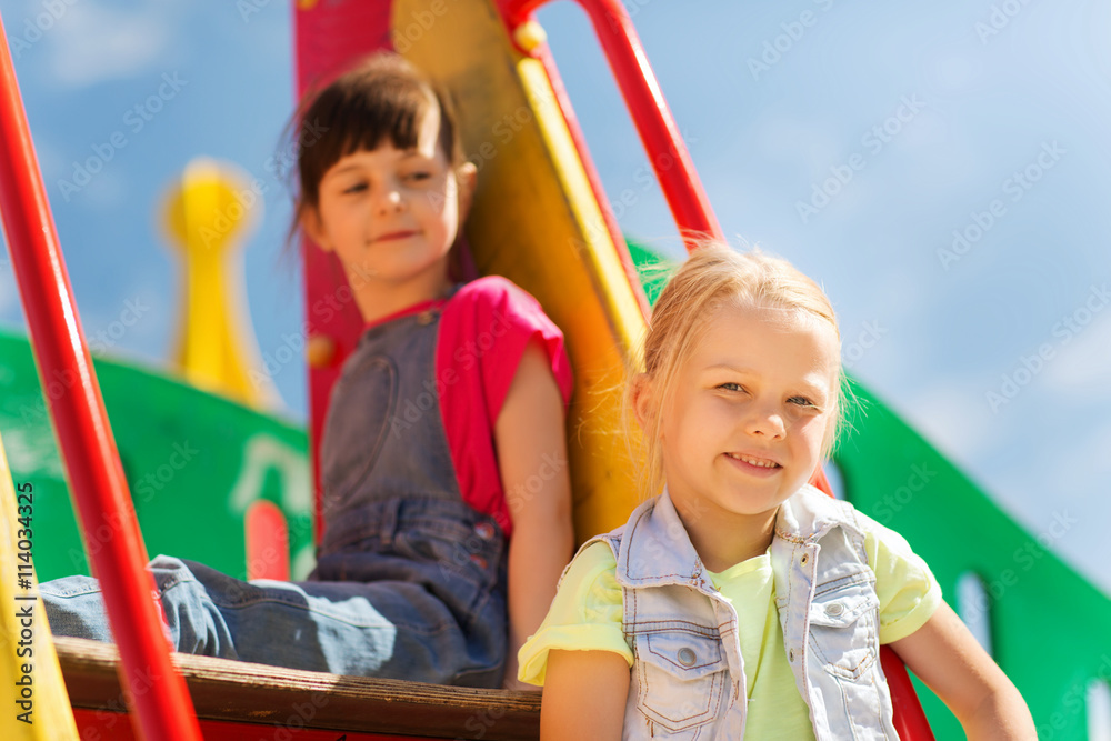 happy kids on children playground happy kids on children playground