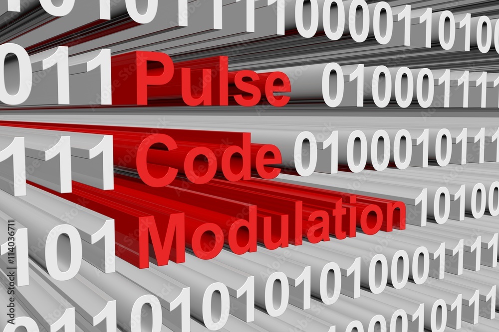 pulse code modulation in the form of binary code, 3D illustration