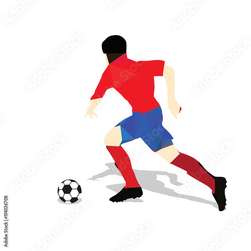 Abstract soccer player. Geometric soccer player, running vector