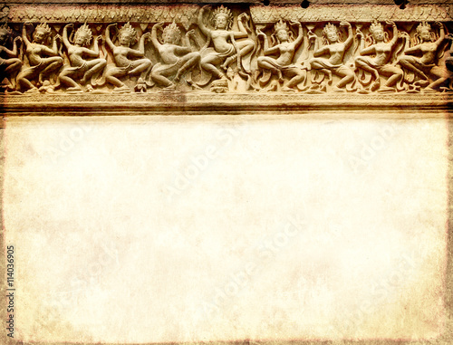 Grunge background with carving, Preah Khan Temple, Angkor Wat, C