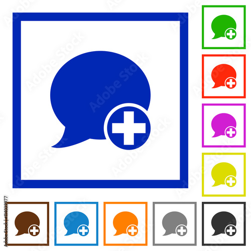 Post blog comment framed flat icons