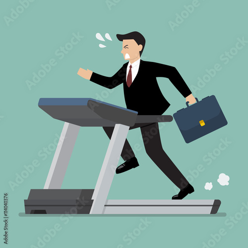 Businesswoman running on a treadmill