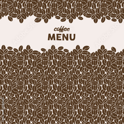 Hand Drawn coffee beans sketch. Seamless pattern. Hipster stylized lettering coffee menu. Vector illustration. Background for cafe and restaurant menu design