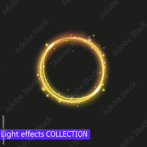 Gold circle light effect, golden bright light effect