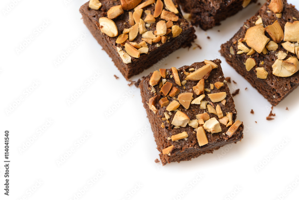 Many pieces of brownie on white background - isolated Many pieces of brownie on white background - isolated