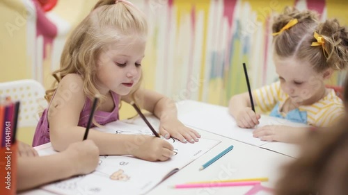 little cute girls paint coloring book