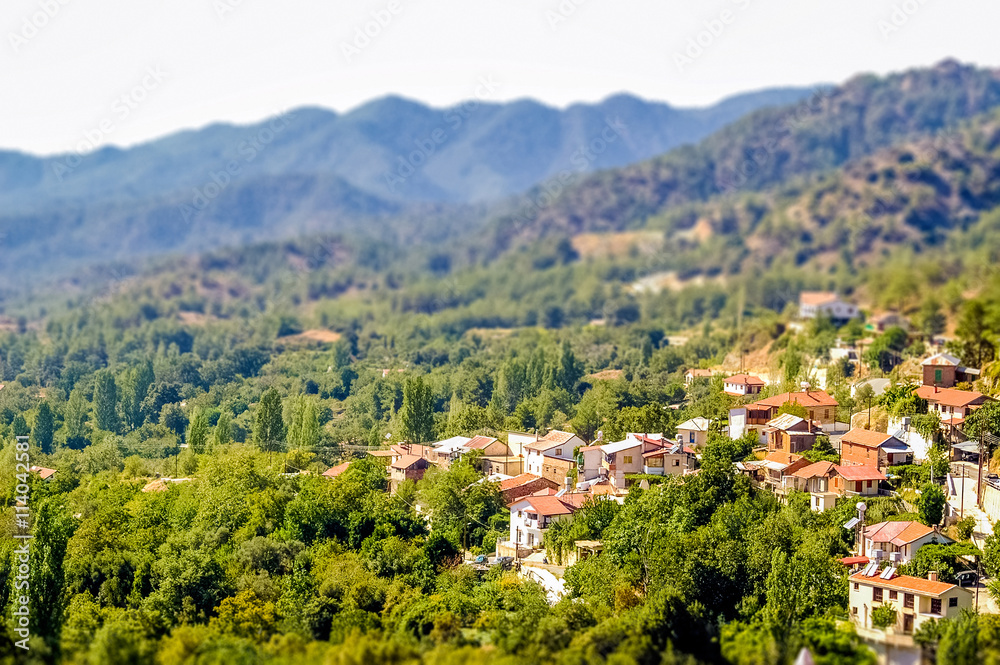 Obraz premium High angle view at Foini village. Limassol District, Cyprus