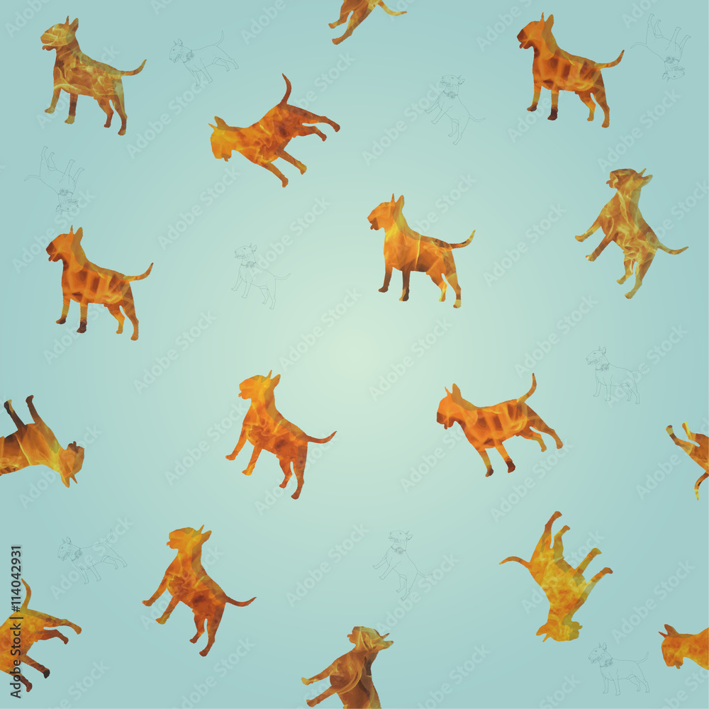 Seamless texture fire bullterrier Seamless texture fire bullterrier