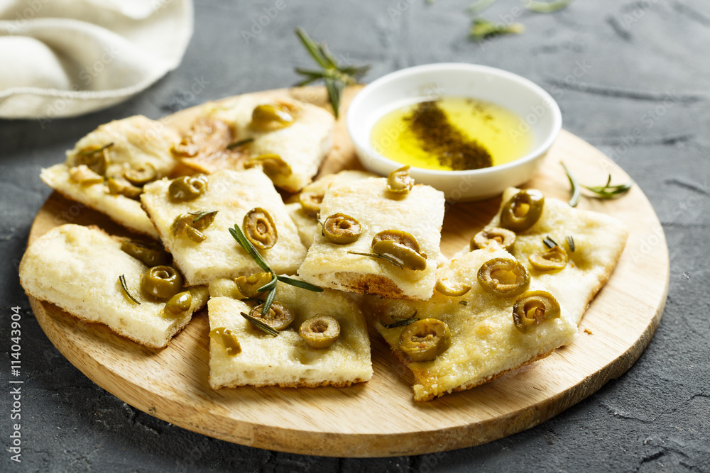 Homemade pizza with olives and olive oil Homemade pizza with olives and olive oil