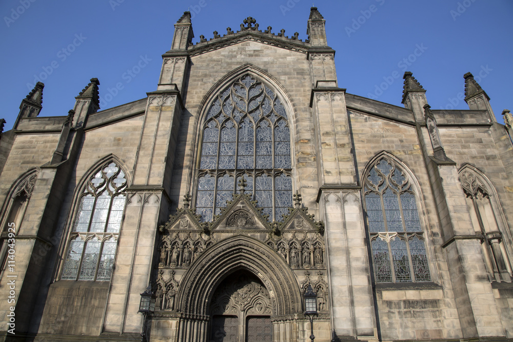 Facade of St Giles Cathedral Church; Royal Mile; Lawnmarket; Edi Facade of St Giles Cathedral Church; Royal Mile; Lawnmarket; Edi