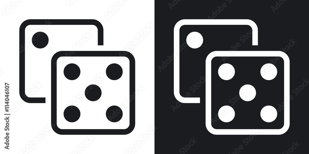 Dice icon, stock vector. Two-tone version on black and white background Dice icon, stock vector. Two-tone version on black and white background