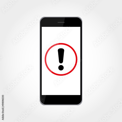 Phone Warning exclamation gray background